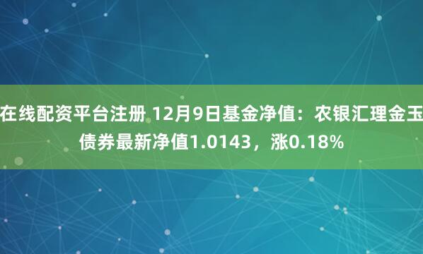 在线配资平台注册 12月9日基金净值：农银汇理金玉债券最新净值1.0143，涨0.18%
