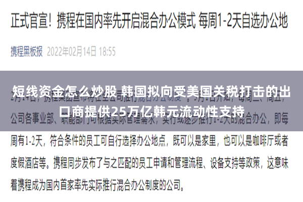 短线资金怎么炒股 韩国拟向受美国关税打击的出口商提供25万亿韩元流动性支持