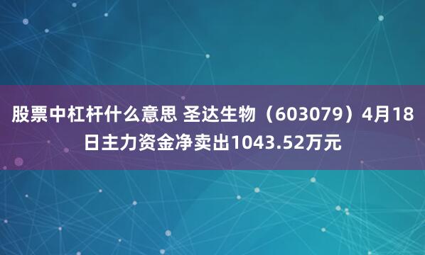 股票中杠杆什么意思 圣达生物（603079）4月18日主力资金净卖出1043.52万元